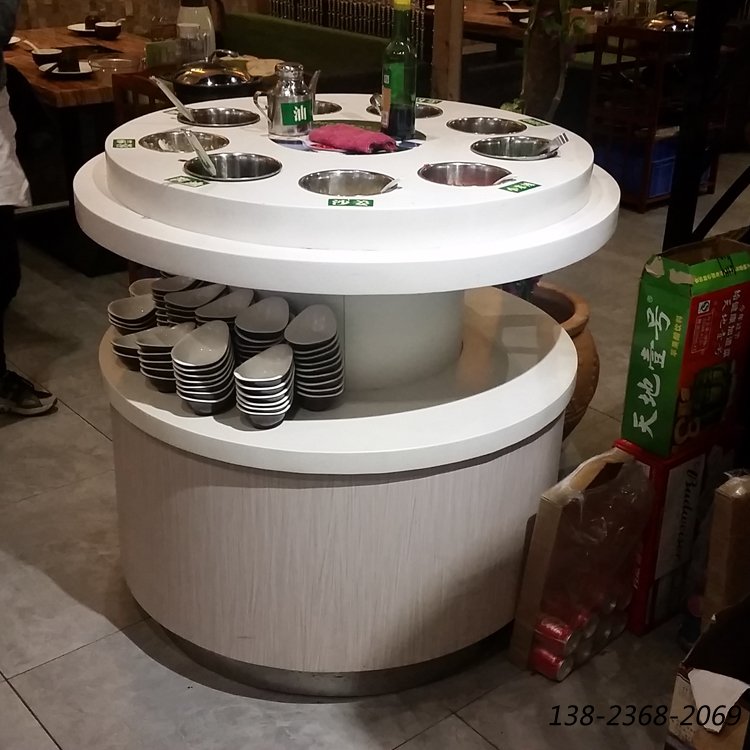 火鍋醬料臺，圓形調(diào)料臺，大理石醬料臺